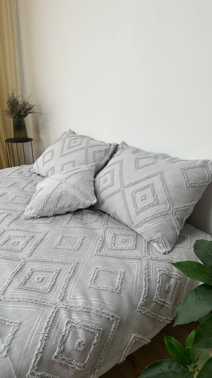 Покрывало Скандинавский большой ромб 220х240 см Светло-серый - фото 5