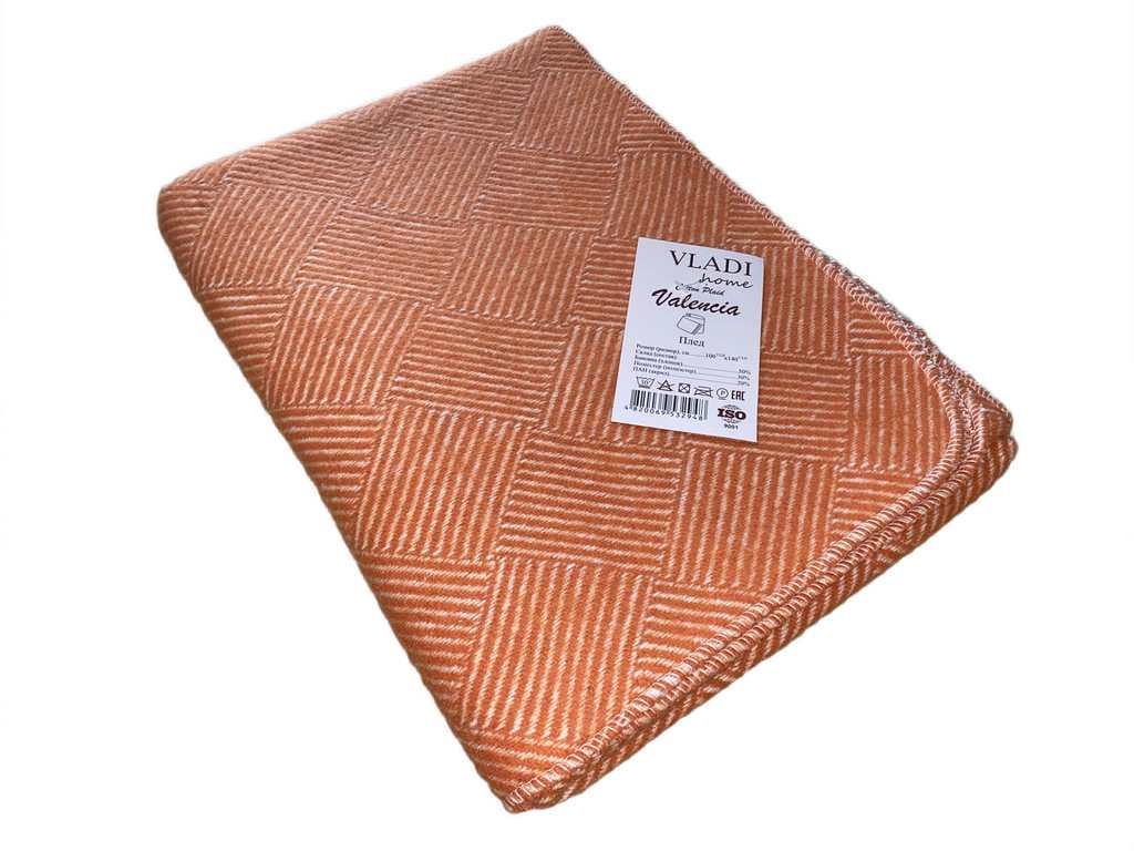 Плед хлопковый Vladi Валенсия Паркет 100х140 см Белый/оранжевый (ba3d80d8)