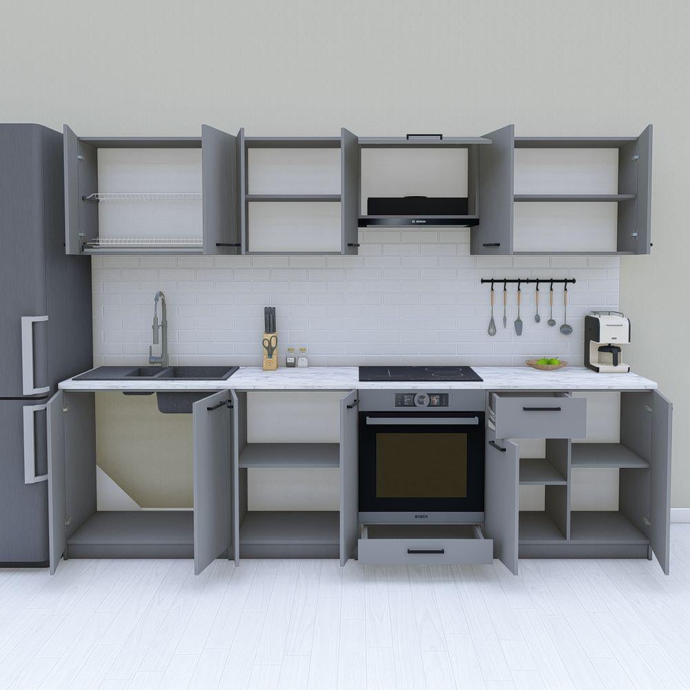 Готова кухня модульна з ДСП 2,8 м Антрацит (МП31а) - фото 2 Готова кухня модульна з ДСП 2,8 м Антрацит (МП31а) - фото 2