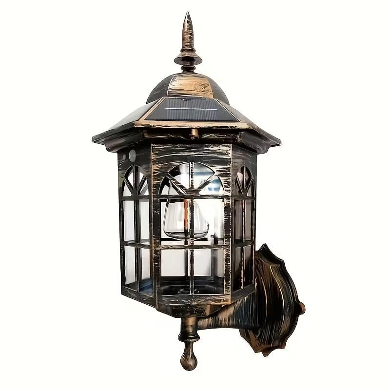 Фонарь уличный/настенный винтажный на солнечной батарее с датчиком движения (g006)