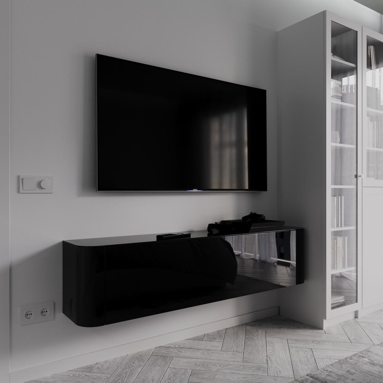 Тумба подвесная для ТВ Venus-1500 глянец 150х28,5х35 см Черный (28431391)