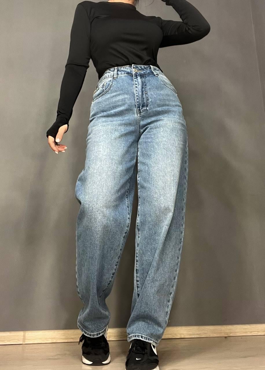 Джинсы женские Cool Angels 3101 SKATER jeans бананы высокая талия стрейчевые р. 29 Светло-синий (3524)