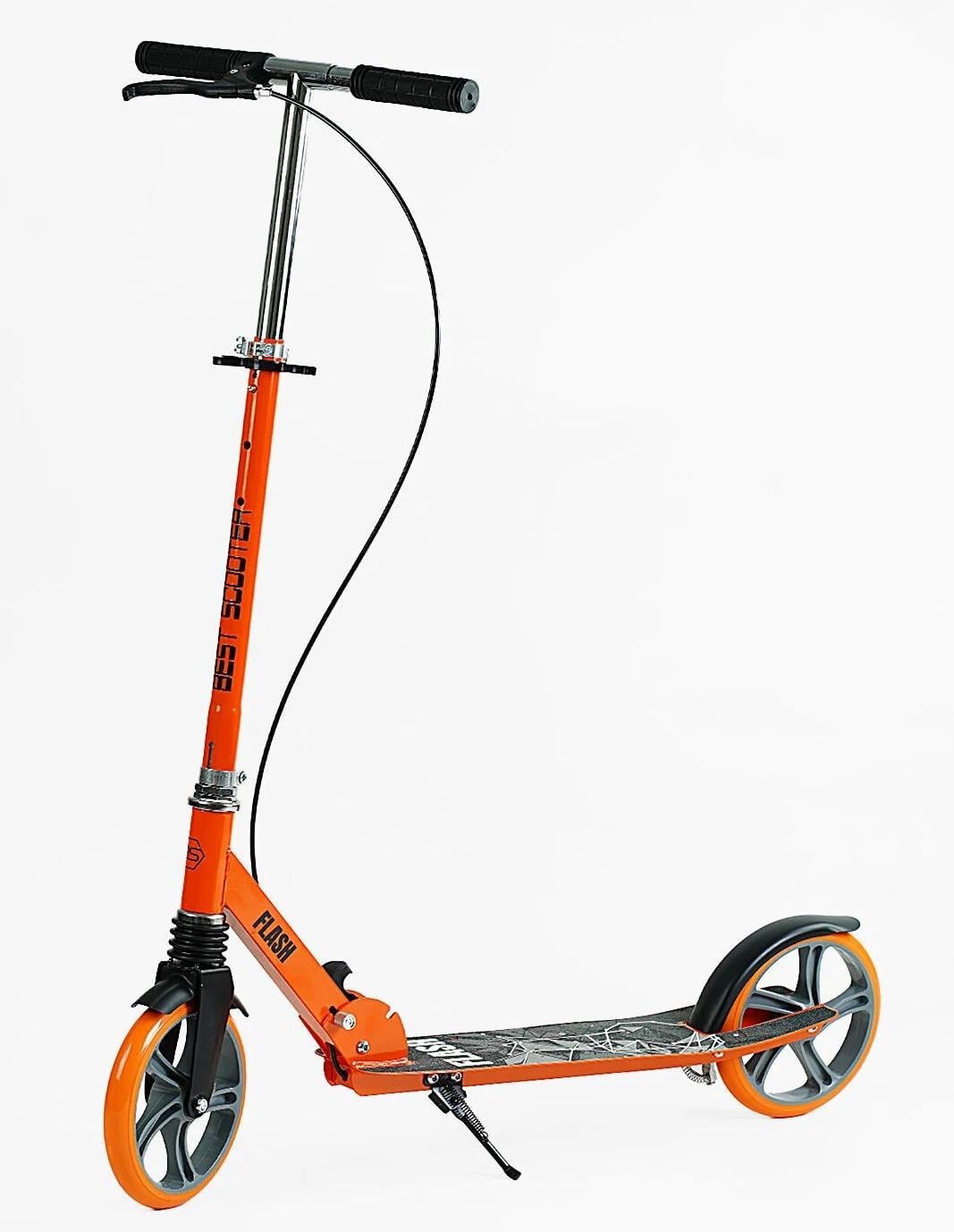 Самокат двухколесный Best Scooter колеса PU 200 мм стальная рама/ручной тормоз/1 амортизатор передний Orange/Black (150407)