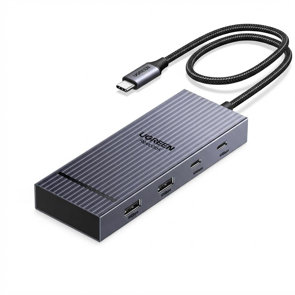 USB-хаб Type-C UGREEN CM886 10в1/2xHDMI/100 Вт Серый (45366)