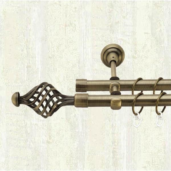 Карниз для штор Orvit Арезо двухрядный 16/16 мм 160 см Антик (000-6384)