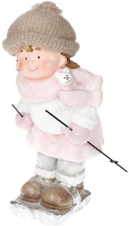 Фігура керамічна Дівчинка в рожевому на лижах 46 см (BD-711-280)