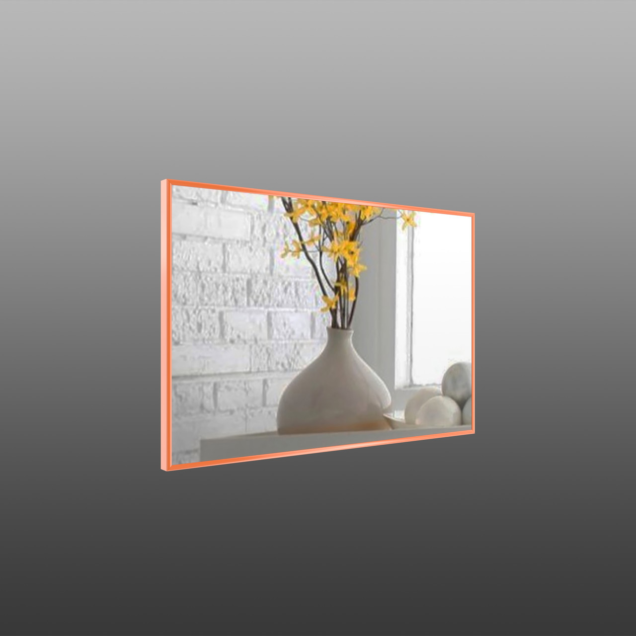 Зеркало настенное в алюминиевой раме Art-Com 400х600 мм Оранжевый (Alum-orange-43)