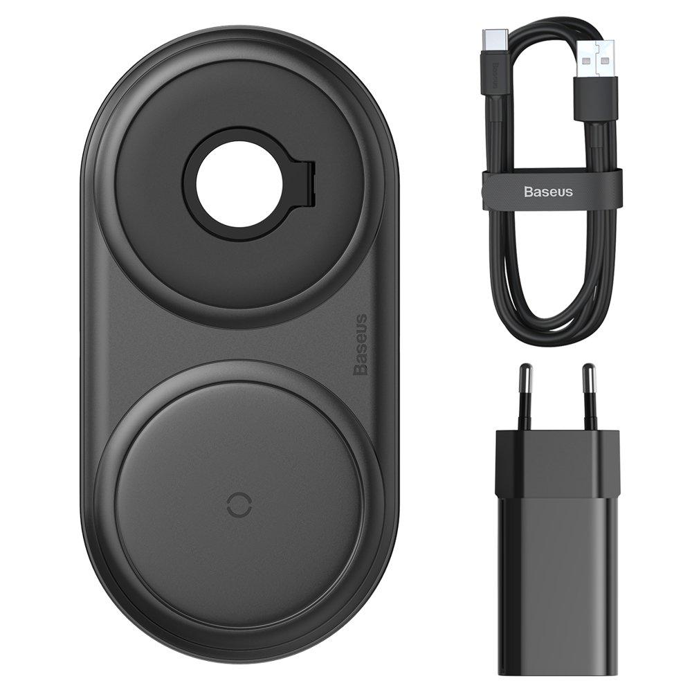 Зарядні пристрої для телефонів Baseus Planet 2in1 бездротове Winder Black (10307)