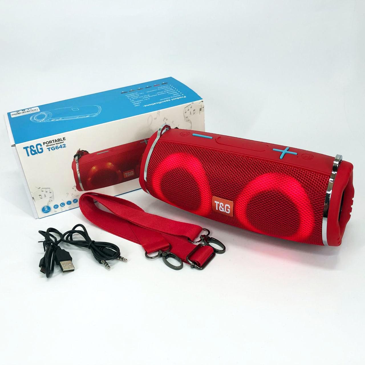 Колонка портативная с RGB подсветкой и ремешком TG642 Красный - фото 12