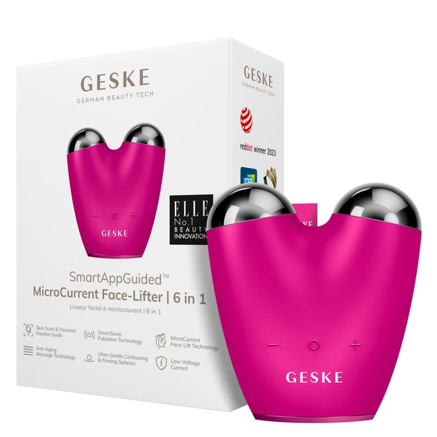 Подтягиватель лица микротоковый GESKE MicroCurrent Face-Lifter 6в1 Фуксия (KT0131)