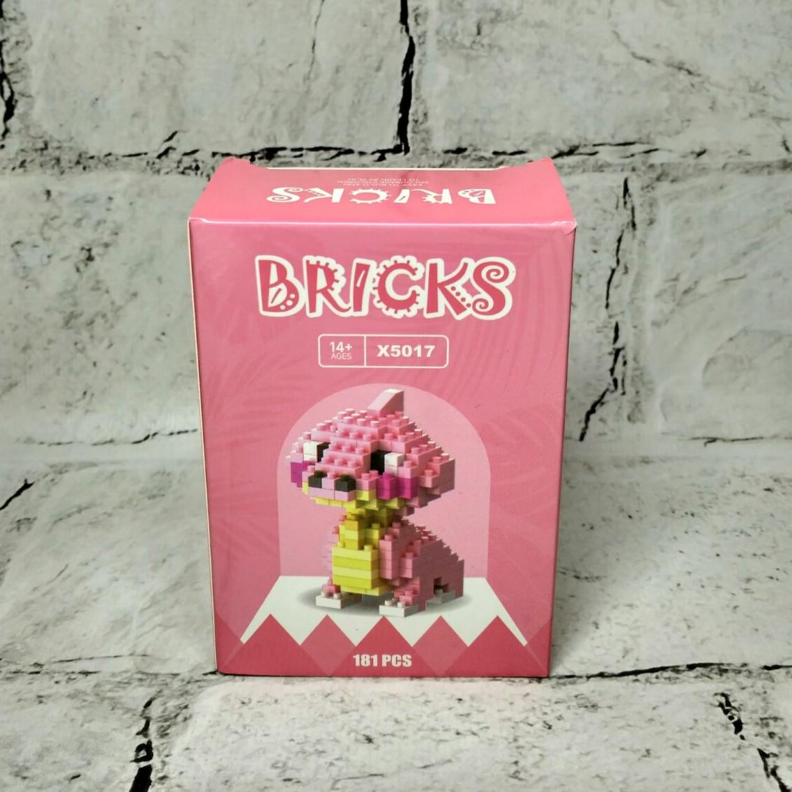 Конструктор фігурка BRICKS пікселі Динозавр 181 деталей Рожевий (X5017) - фото 1 Конструктор фігурка BRICKS пікселі Динозавр 181 деталей Рожевий (X5017) - фото 1