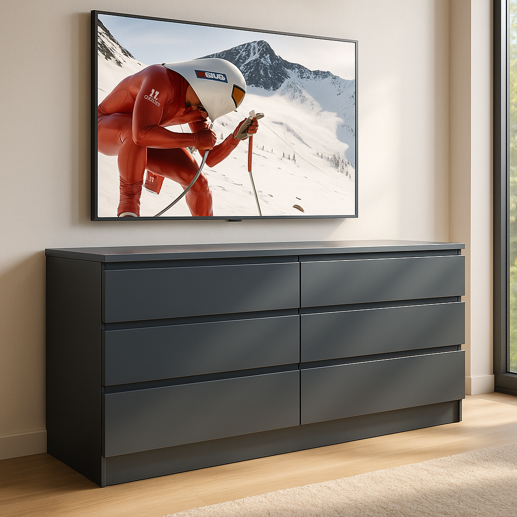 Комод в гостиную для ТВ Мастер Форм Брайт 1500х376х730 мм Антрацит (20069)