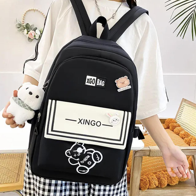 Школьный рюкзак для девочки XGO BAG 4в1 рюкзак/шоппер/пенал/сумочка Черный - фото 3 Школьный рюкзак для девочки XGO BAG 4в1 рюкзак/шоппер/пенал/сумочка Черный - фото 3