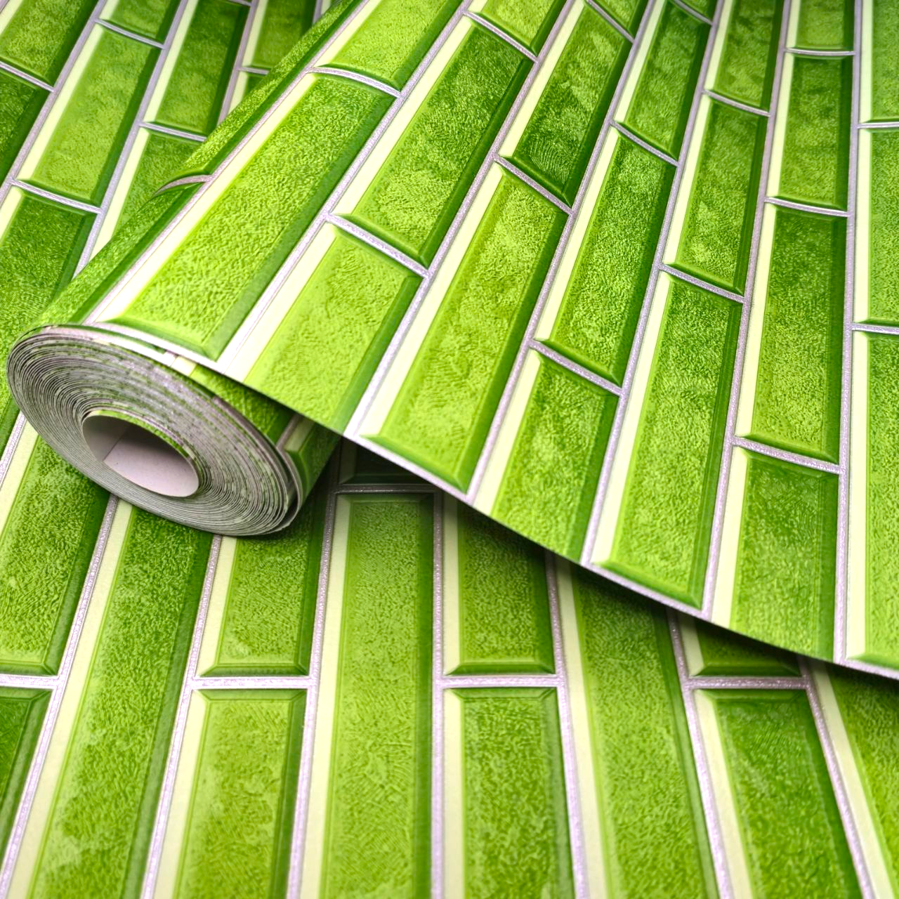 Шпалери вінілові Слов'янські шпалери під цеглу 10x0,53 м Зелений (5753-04) - фото 1 Шпалери вінілові Слов'янські шпалери під цеглу 10x0,53 м Зелений (5753-04) - фото 1