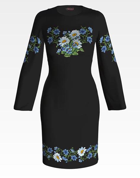 Заготовка женского платья ПЛ019 Ромашки и васильки для вышивки бисером и нитками из домотканого полотна Черный (ПЛ019дЧ) Заготовка женского платья ПЛ019 Ромашки и васильки для вышивки бисером и нитками из домотканого полотна Черный (ПЛ019дЧ)