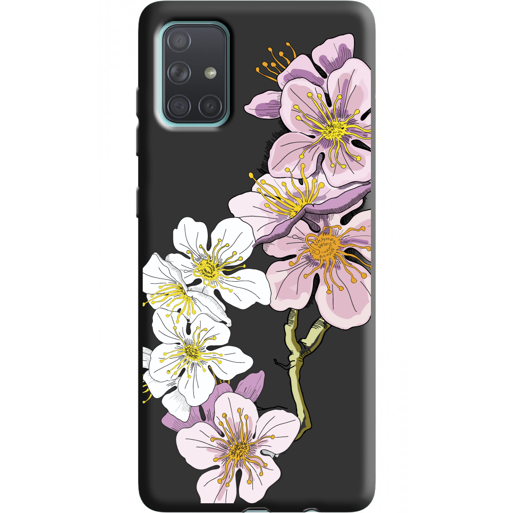 Чехол BoxFace Samsung A715 Galaxy A71 Cherry Blossom Черный силикон (38850-cc4-38948)