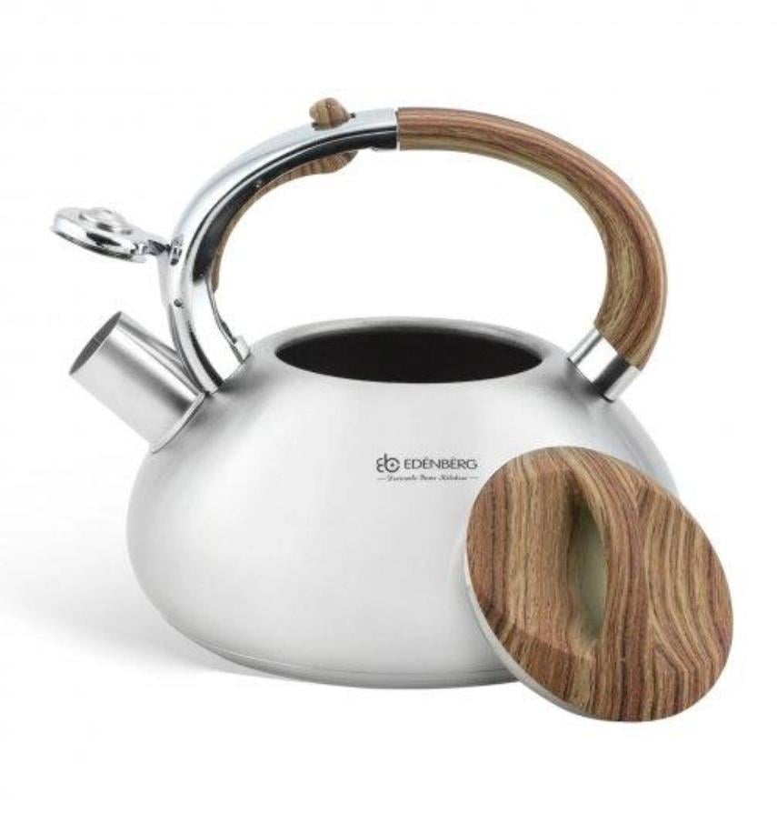 Чайник со свистком Edenberg с коричневой ручкой 2,5 л (EB-2436) - фото 3 Чайник со свистком Edenberg с коричневой ручкой 2,5 л (EB-2436) - фото 3
