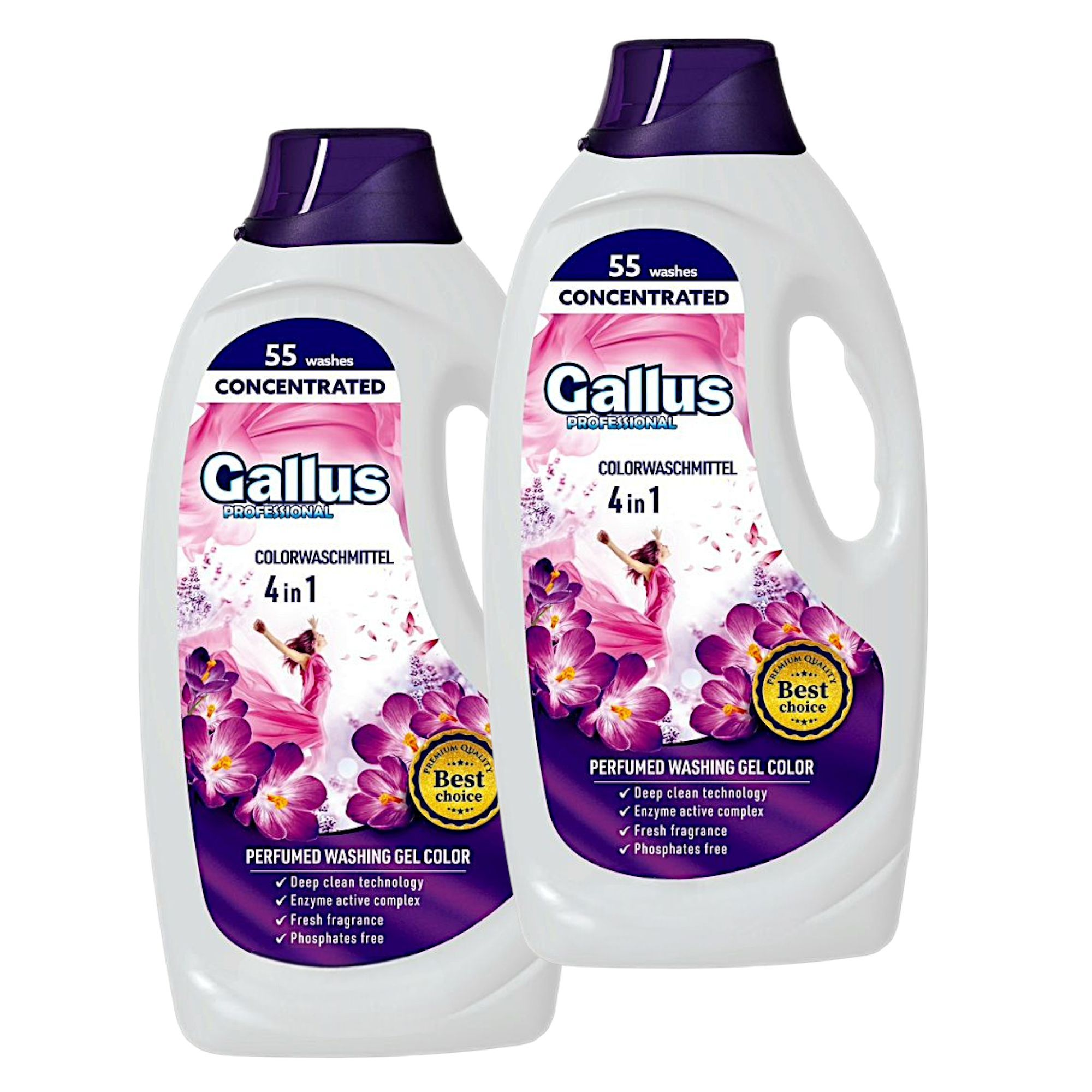 Набір парфумованих гелів концентрату для прання кольорового Gallus Professional Color 4в1 55 прань 1,98 л 2 шт. (303163/1)
