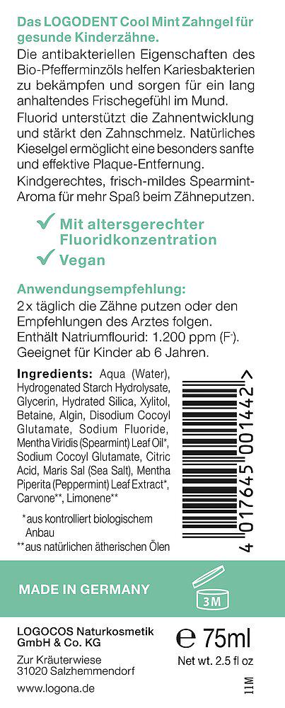 Гель зубной для детей 6-12 лет Sante Junior Cool Mint с фтором, 75 мл (700244) - фото 2