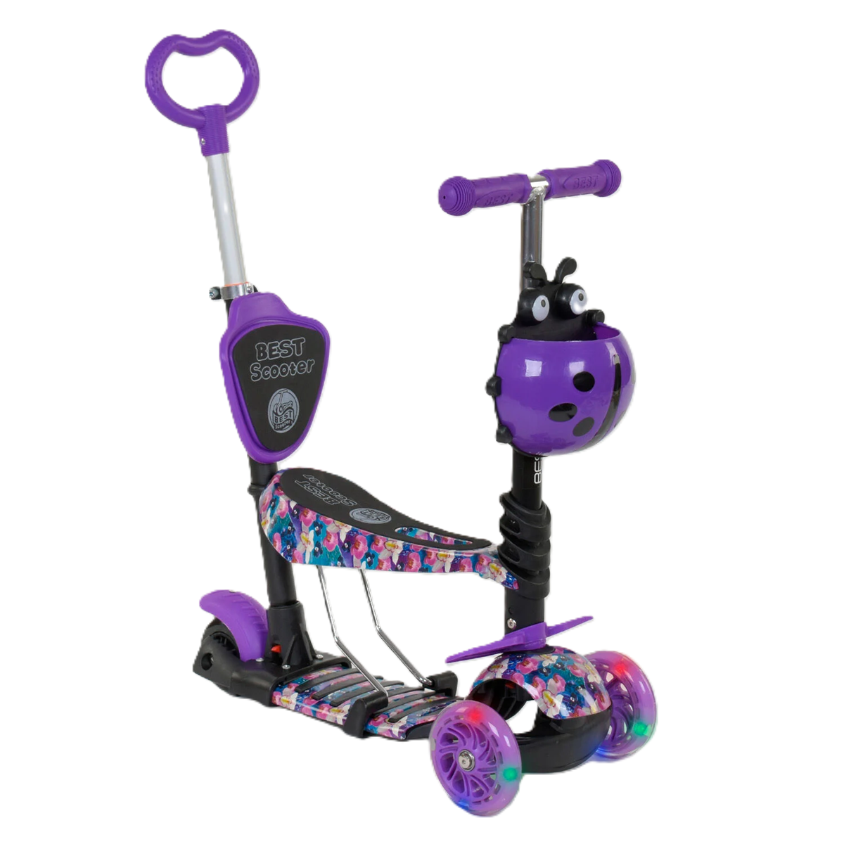 Самокат трехколесный Best Scooter 19870 5в1 PU колеса с подсветкой Фиолетовый (25294349)
