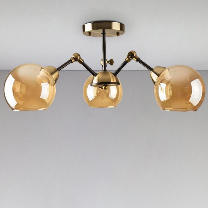 Стельова люстра Light House SH-18177/3 560х560х230 мм Бронзовий/Бурштиновий 