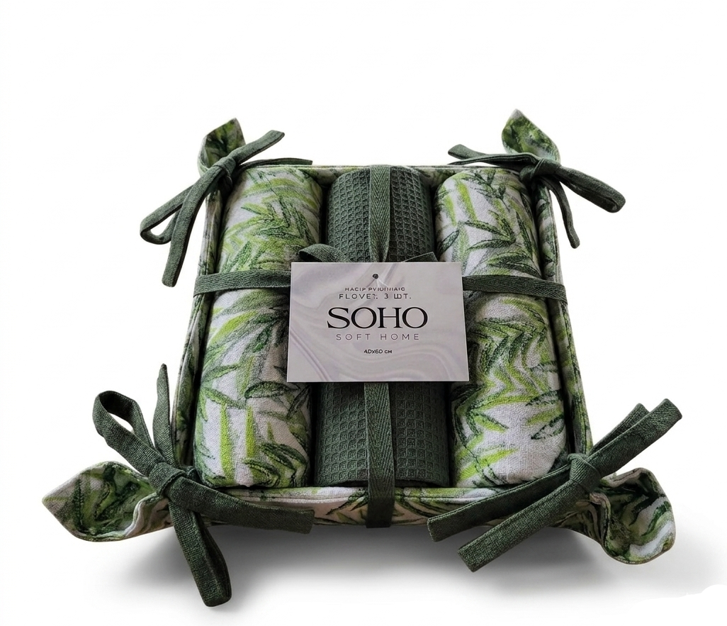 Набір рушників кухонних бавовна SOHO Flower 40х60 см 3 шт. (BS 45539H)