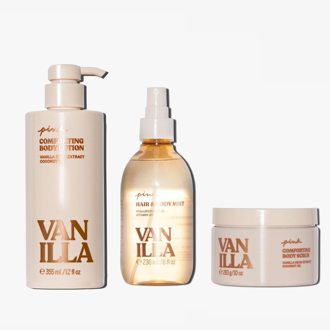 Набор косметический Victoria's Secret PINK Vanilla спрей 236 мл/лосьон 355 мл/скраб 283 г (2214464701)