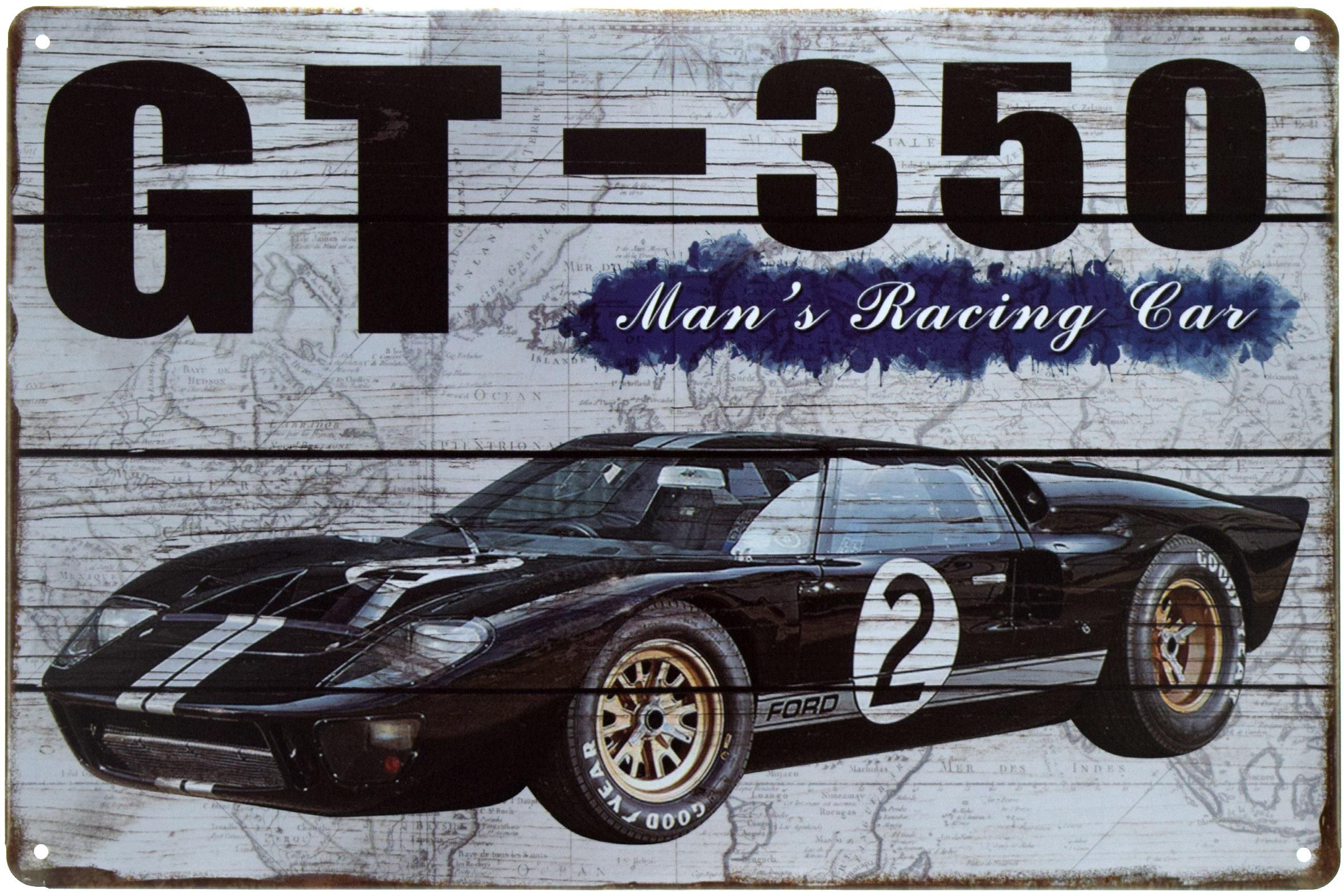 Табличка металлическая Ford GT-350 Мужской Гоночный Автомобиль 20x30 см