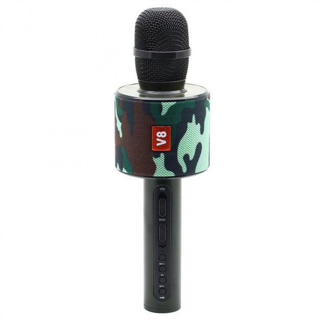Беспроводной портативный Bluetooth микрофон караоке с чехлом FanMusic V8 хаки (410 V)