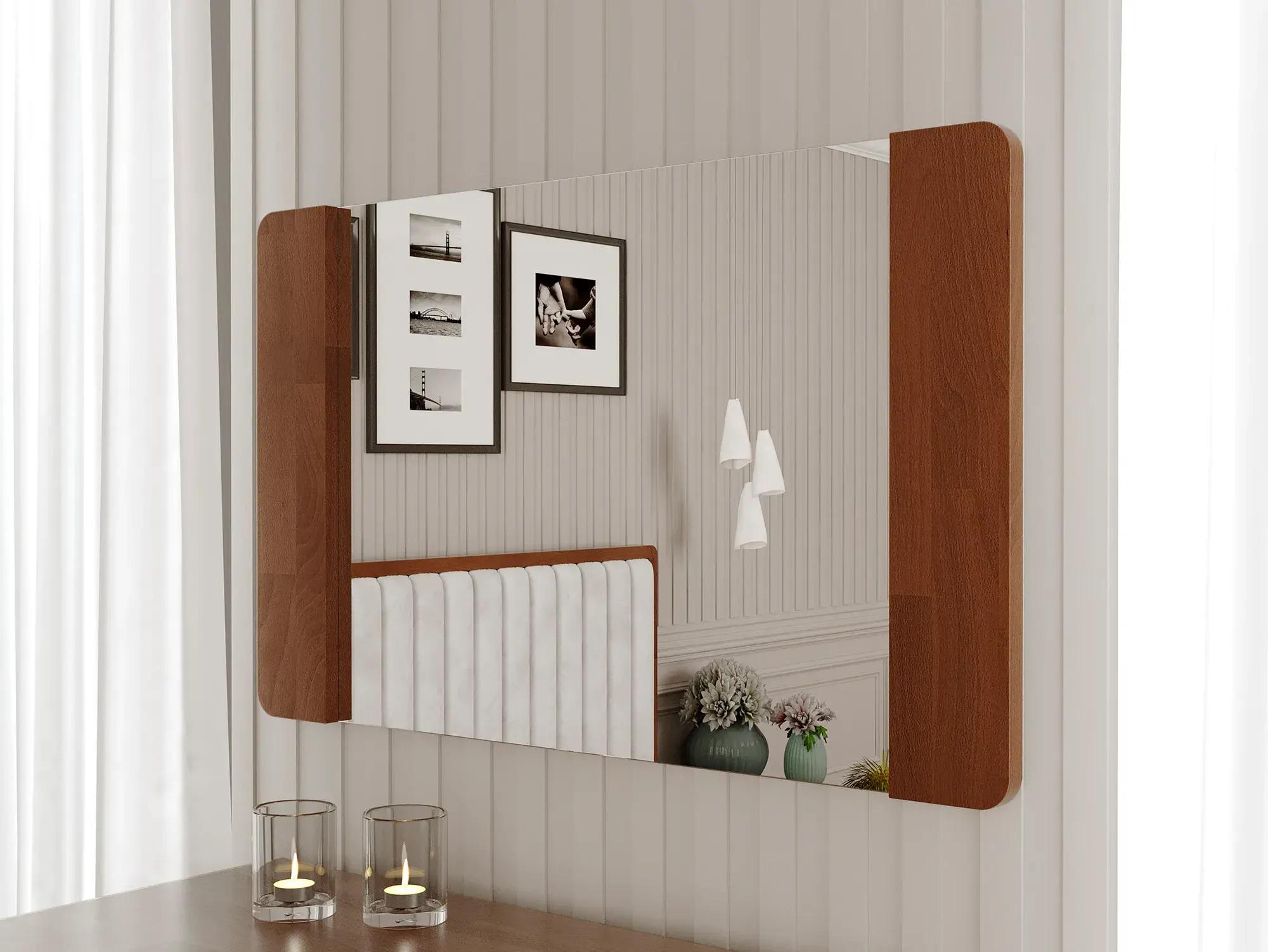 Зеркало навесное Arbor Drev Глория натуральное дерево сосна Орех (51706)