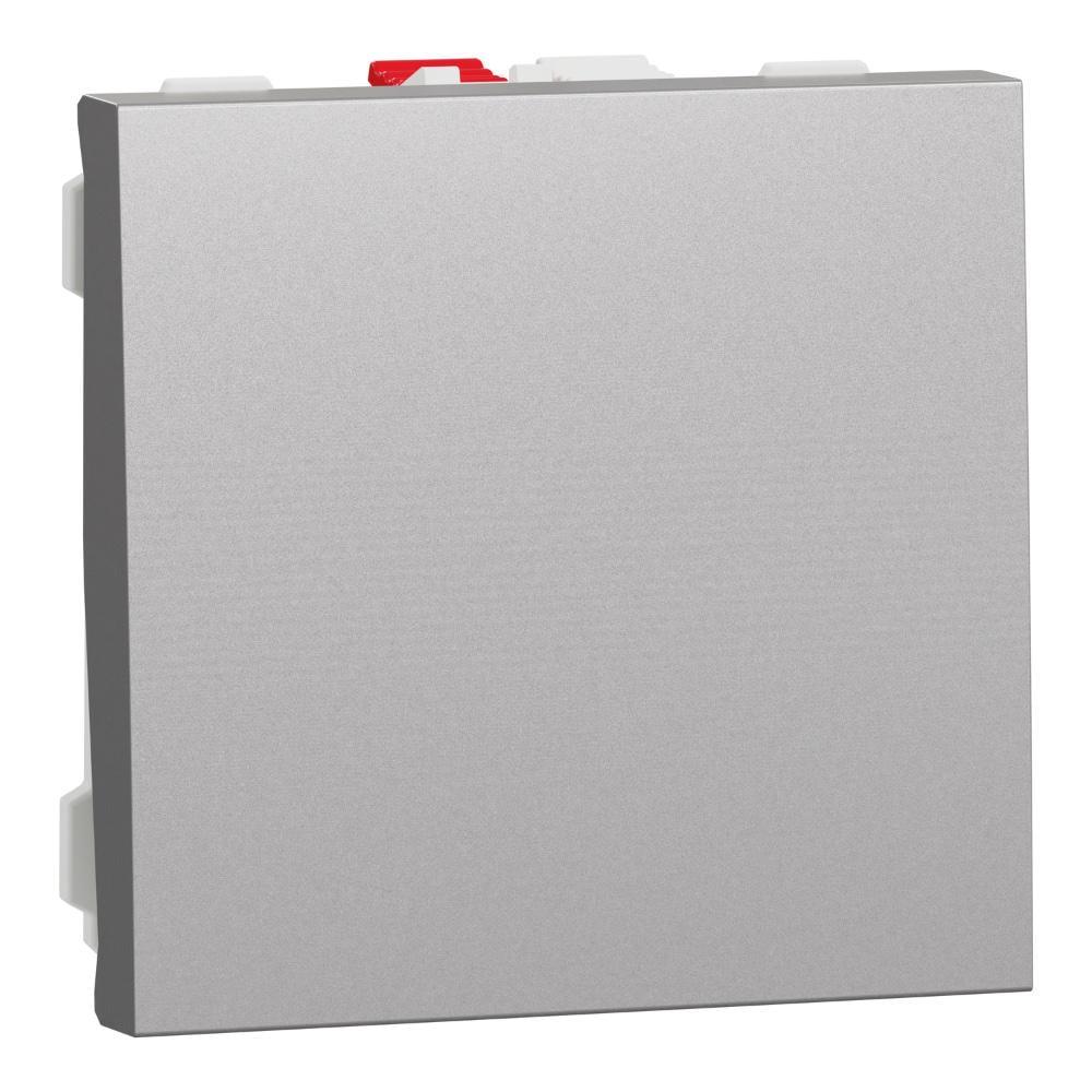 Выключатель одноклавишный Schneider Electric Unica New двухмодульный 10А Алюминий (NU320130)