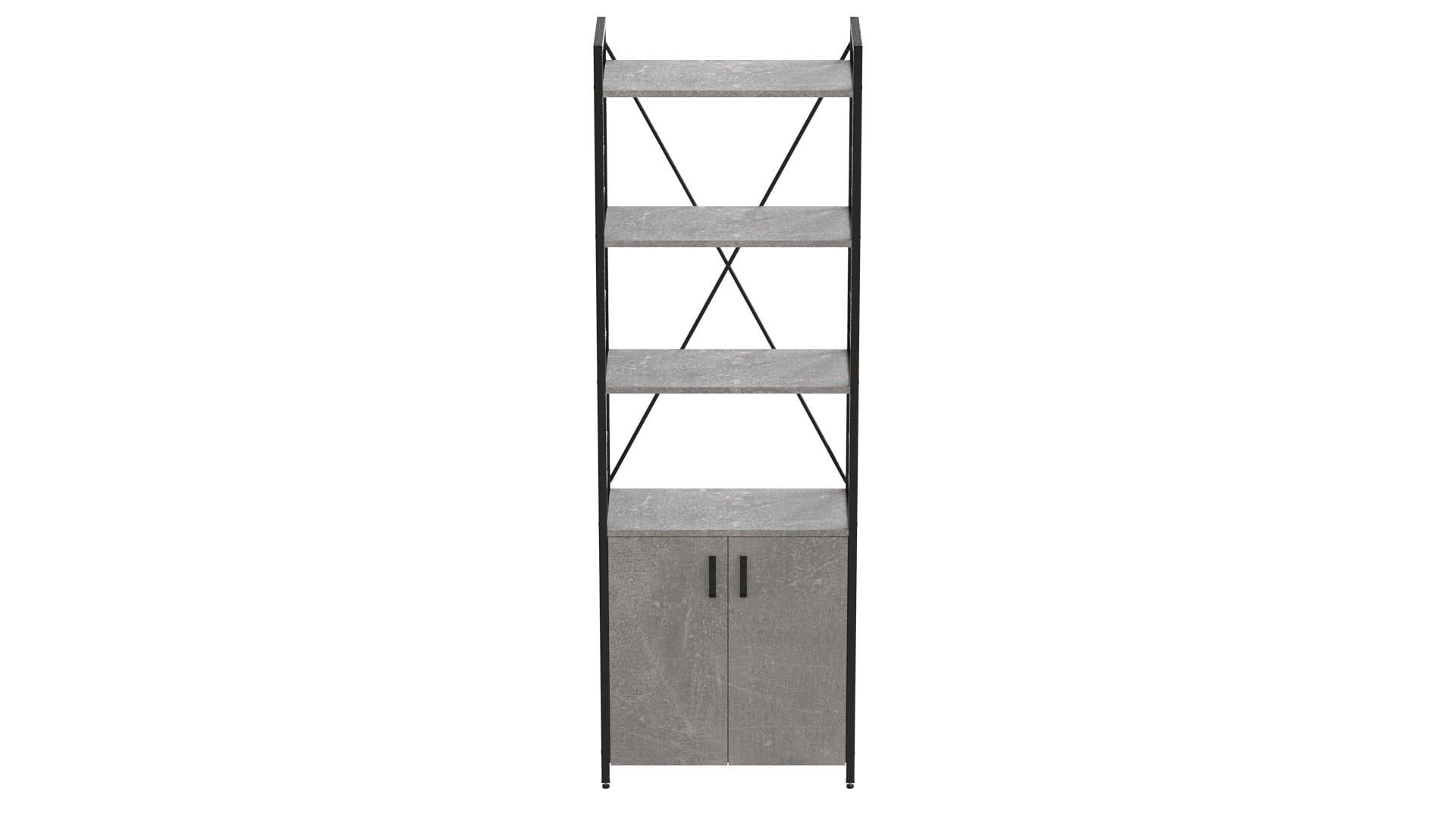 Этажерка Ferrum-decor Коннект 4/60 с тумбой ДСП 179x60x28 см Черный/Бетон (FRD-104490)