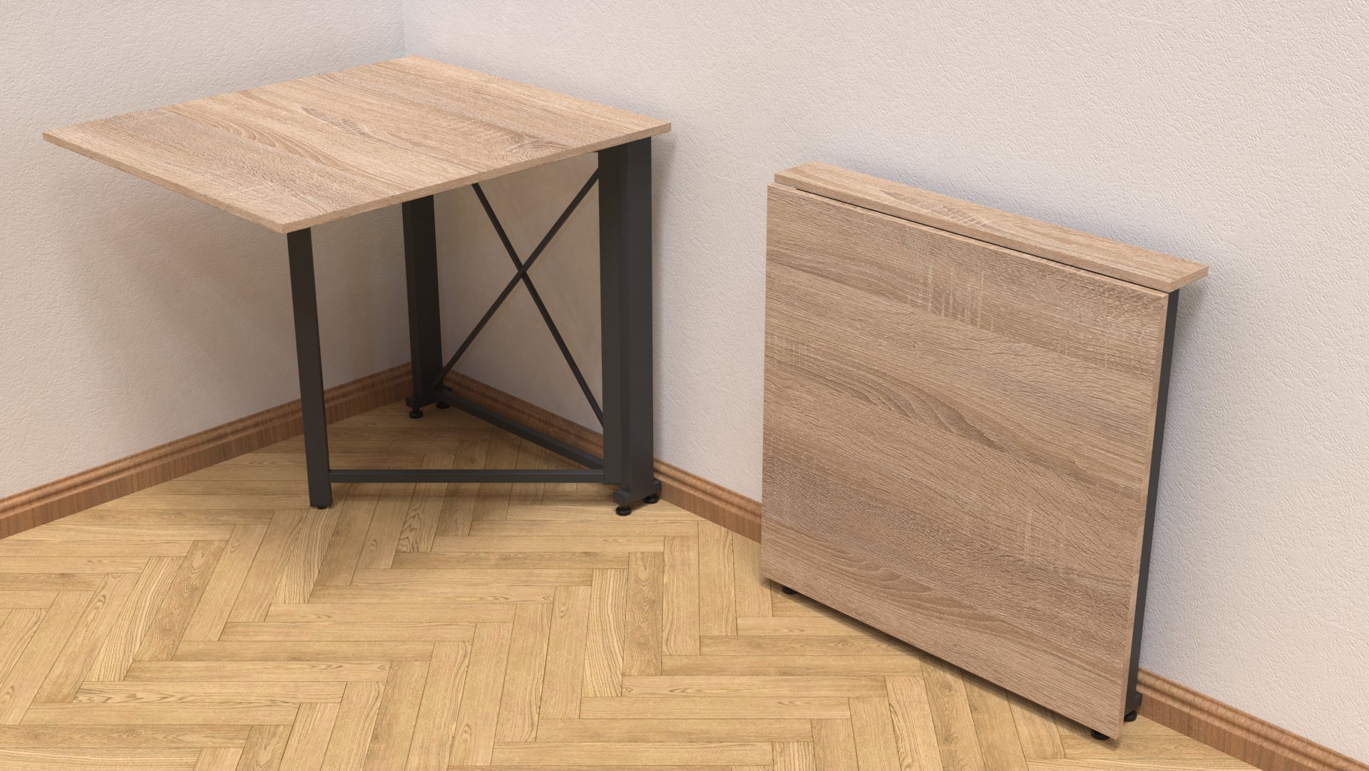 Стол-книжка трансформер Ferrum-decor Orion 1 металл/ДСП 16 мм 750x810x730 мм Черный/Дуб Сонома (ORI104) - фото 2 Стол-книжка трансформер Ferrum-decor Orion 1 металл/ДСП 16 мм 750x810x730 мм Черный/Дуб Сонома (ORI104) - фото 2