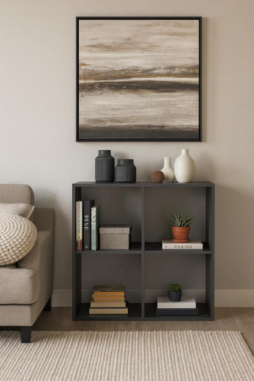 Стелаж настінно-підлоговий модульний MEBLIBUD KUB 2x2 секції Антрацит (28576894) - фото 2 Стелаж настінно-підлоговий модульний MEBLIBUD KUB 2x2 секції Антрацит (28576894) - фото 2