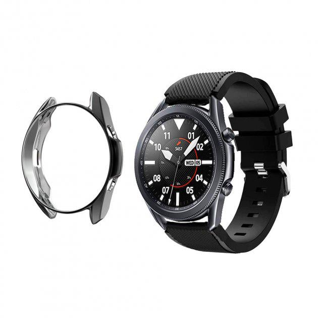 Комплект Watchbands силиконовый ремешок Gear и чехол для Samsung Galaxy Watch 3 45 мм Black (WBKW-345-7)