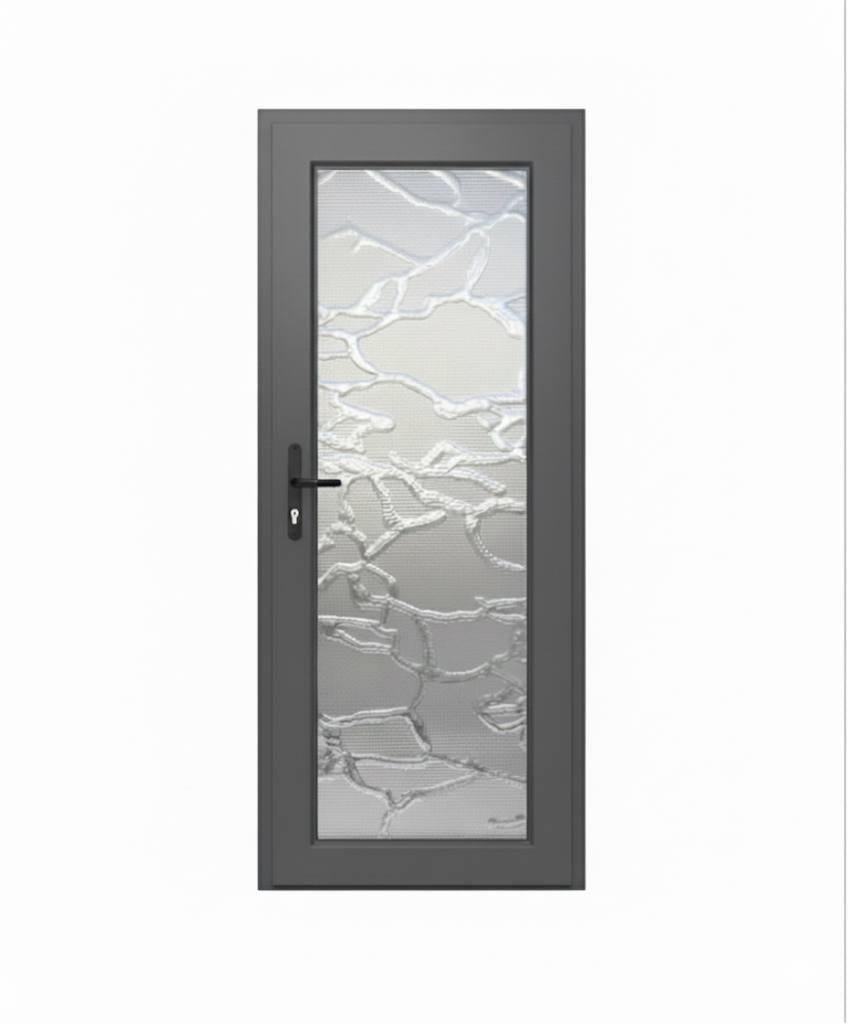 Двері міжкімнатні пластикові Steko з фурнітурою AXOR 2000х850 мм Антрацит зі склом Дельта