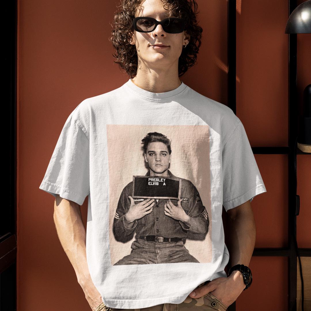 Футболка мужская Elvis Presley Army Mugshot wht 4XL Белый (32698154)