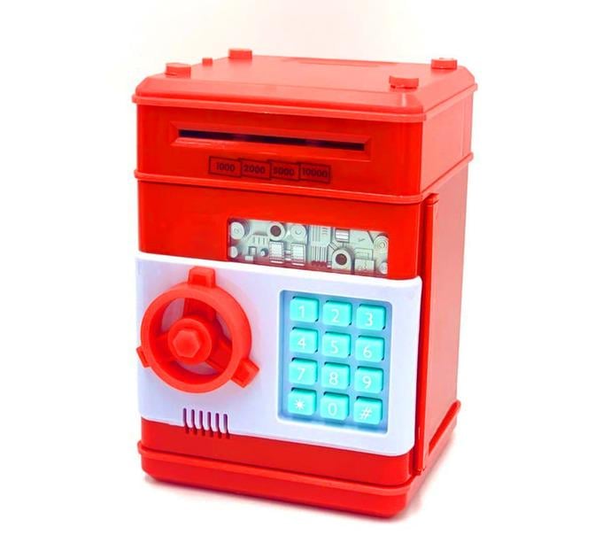 Сейф копилка Number Bank детский с кодовым замком и купюроприемником Красный (MA229red) - фото 6