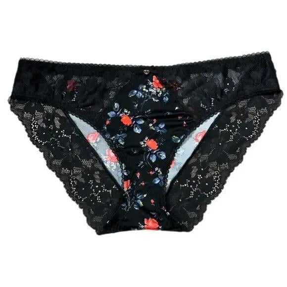 Трусики Victoria's Secret Body Soft Satiny Lace Waist Bikini Panty S Чорний (26315511)