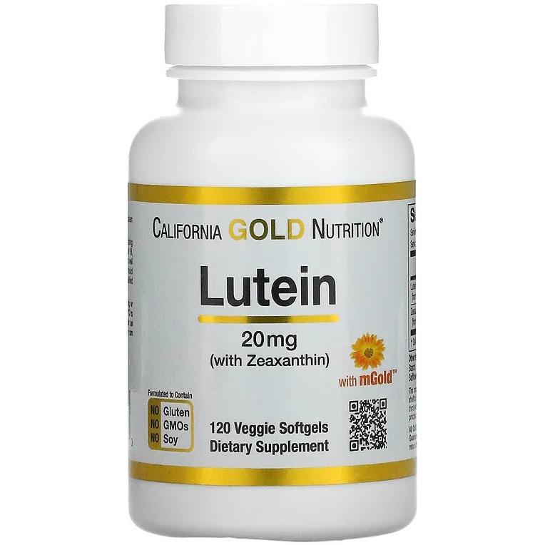 Лютеїн California Gold Nutrition Lutein with Zeaxanthin із зеаксантином 20 мг 120 капсул (1031968516)