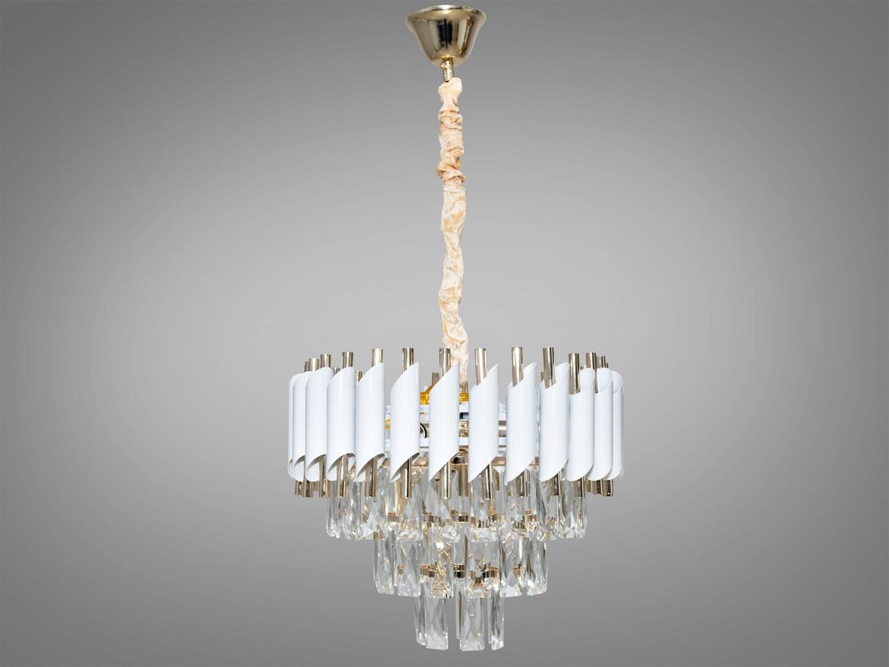 Люстра підвісна кришталева 9001-400WH+SGD на 5 ламп Білий/Золотий (31424470)