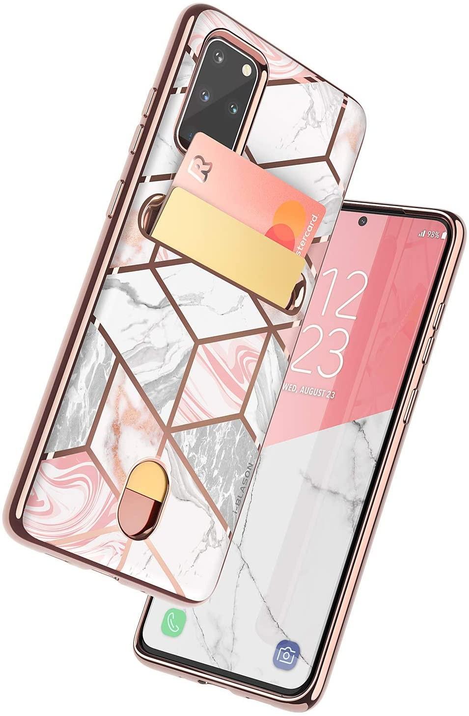 Протиударний чохол з відділенням для карт i-Blason Cosmo для Samsung Galaxy S20 Plus Marble - фото 9