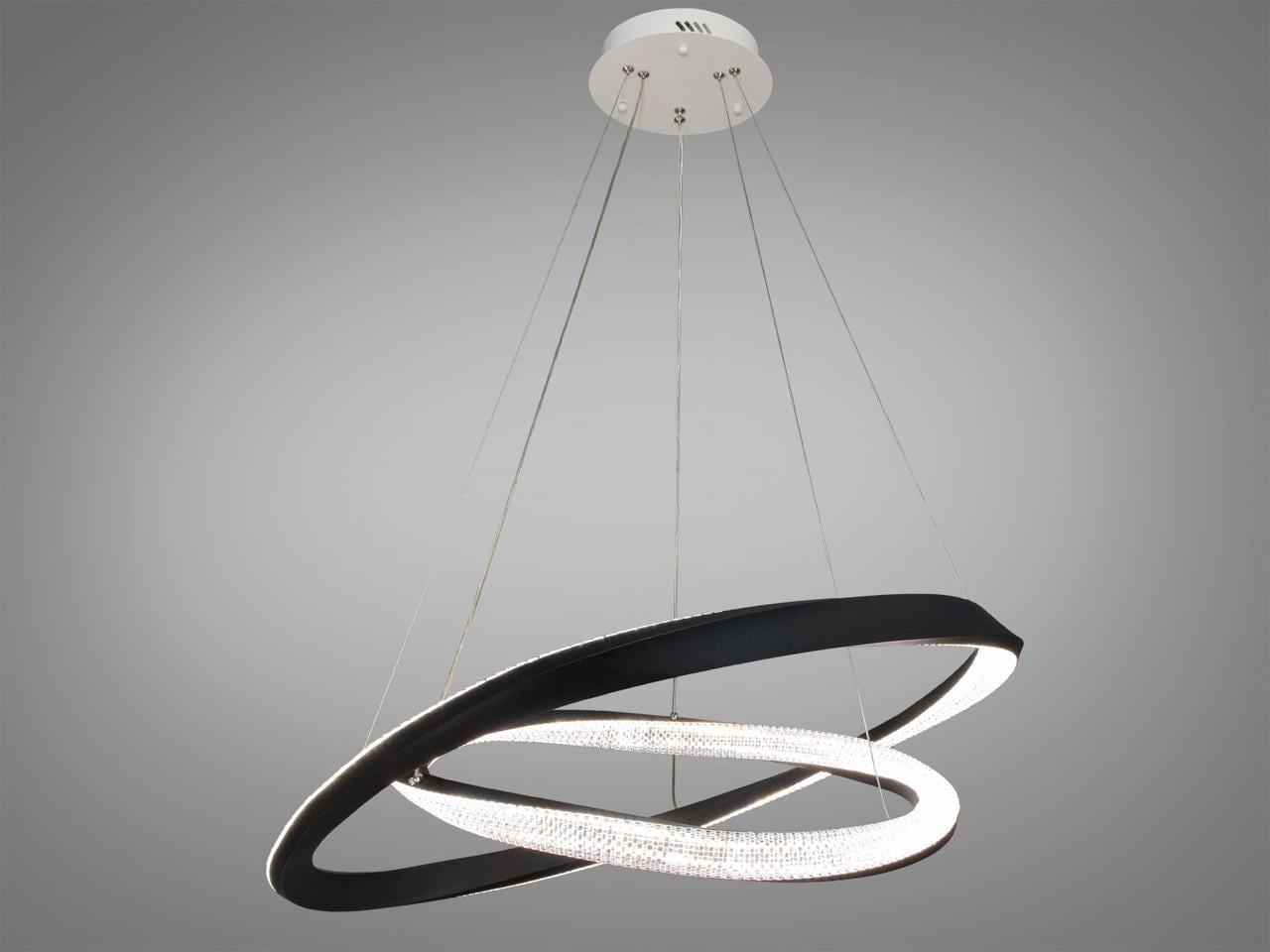 Люстра LED для зала с пультом D2486-800+600BK-LS 100W на 14 м2 Черный (2565712490)