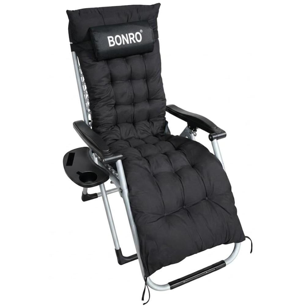 Шезлонг крісло садовий Bonro B-04 з подушкою Чорний (42401166)