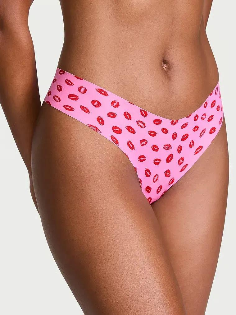 Трусики стрінги Victoria's Secret No-Show Thong Panty Pink Sugar Lips S Рожевий (27245073)