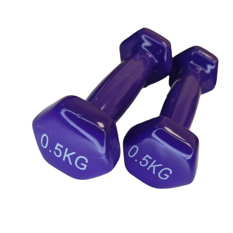 Гантель с виниловым покрытием Feel Fit 1 шт. 0,5 кг Фиолетовый - фото 2