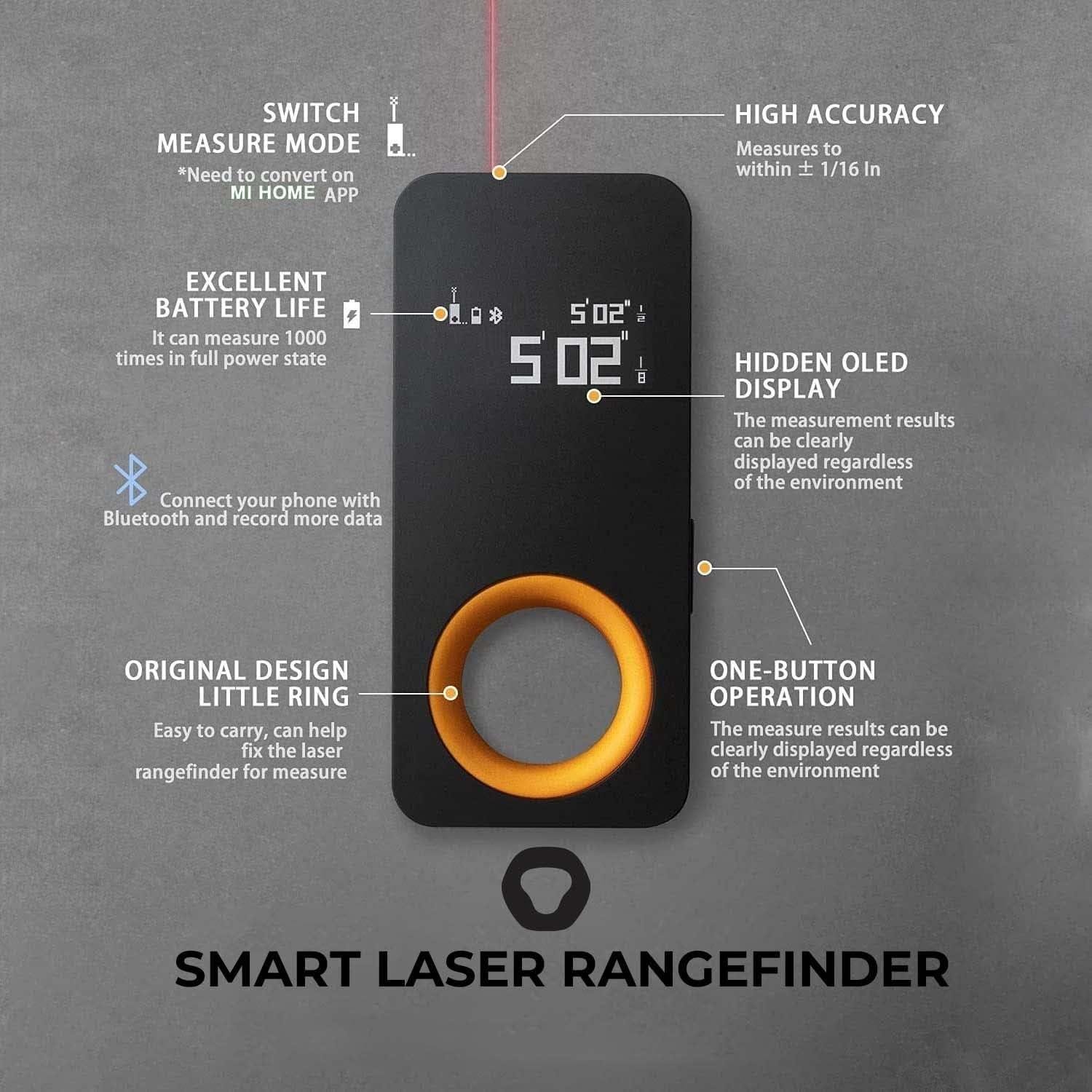 Далекомір лазерний HOTO Smart Laser Tape Measure (74676248) - фото 5