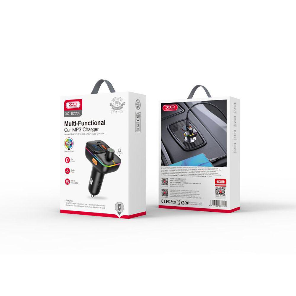 Зарядний пристрій автомобільний/FM-модулятор Xo BCC09 PD_25W/2USB black - фото 2