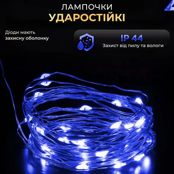 Гірлянда нитка зелена для декору GarlandoPro Роса з пультом від мережі 500 LED 50 м Синій (147-107-500L50MGBL) - фото 9