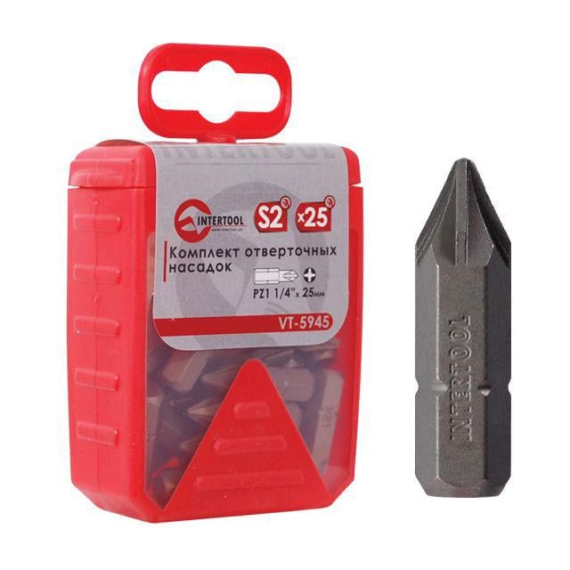 Комплект насадок для отверток Intertool VT-5945 PZ1 1/4" 25 мм 25 шт. (8345130)